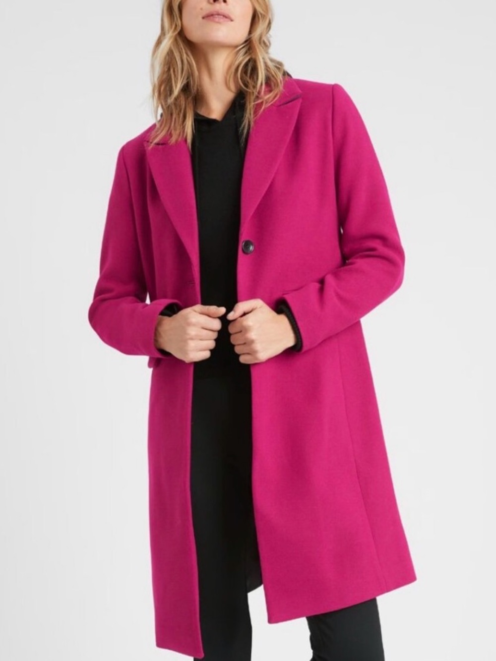 Banana Republic Fuchsia Single-Button Long Trench Coat